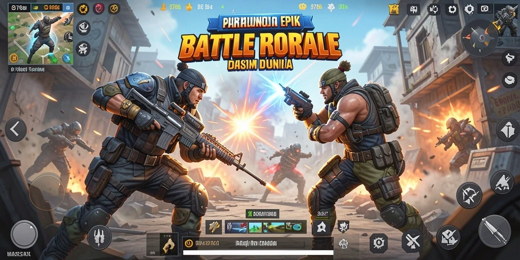 Gameplay seru dalam pertandingan Battle Royale di 8768.