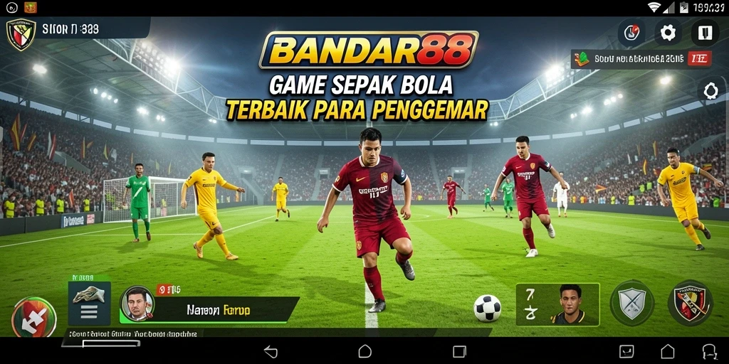 Screenshot utama BANDAR88 menunjukkan aksi seru di lapangan sepak bola.