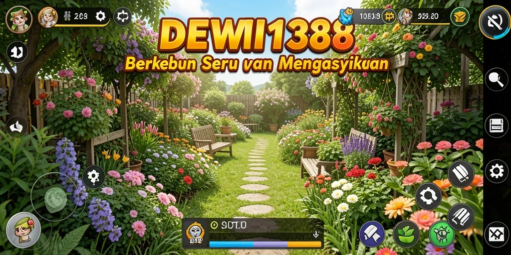 Tangkapan layar gameplay DEWI138 menampilkan suasana pertanian yang hidup dan berwarna.