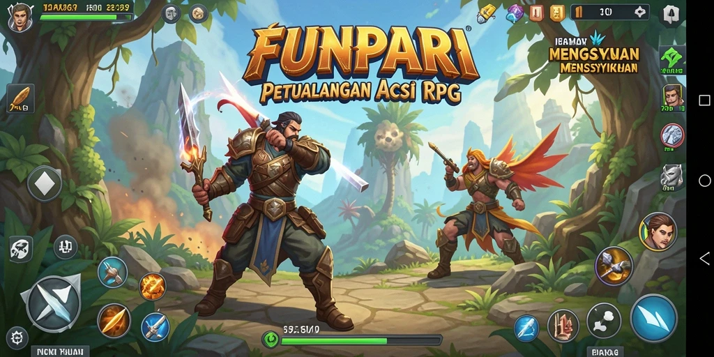 Tampilan gameplay seru di FUNPARI yang melibatkan aksi petualangan.
