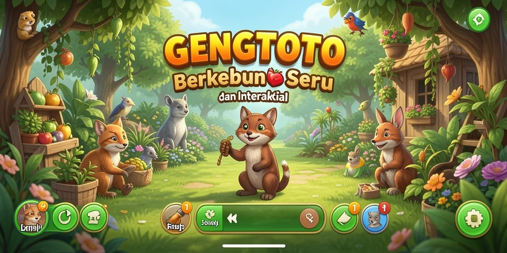 Tampilan gameplay seru GENGTOTO dengan aktivitas berkebun.