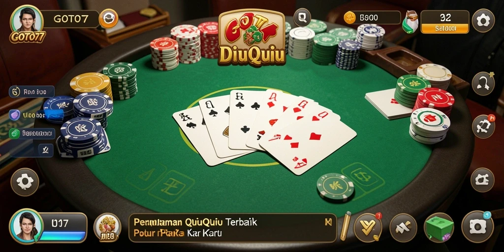 Screenshot gameplay GOTO77 menampilkan aksi seru permainan QiuQiu.