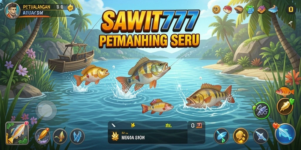 Tampilan gameplay memancing yang seru di SAWIT777.
